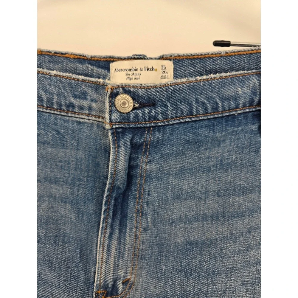 Abercrombie & Fitch Jeans Womens 35 20S Blue The Skinny High Rise Distressed Hem - Picture 3 of 6